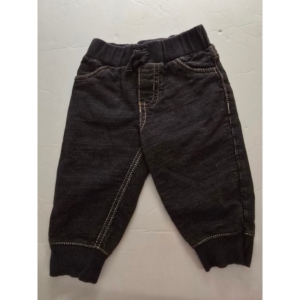 Carters Baby Boy Dark Wash Denim Jogger Jeans Ribbed Waist Cuffs 6M